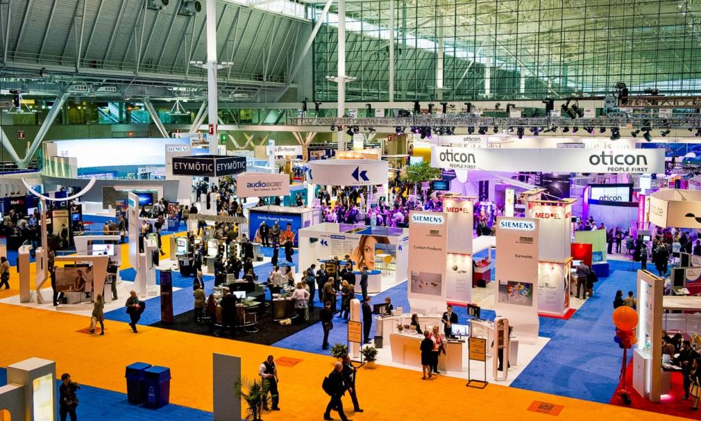 A convention or tradeshow being held in the Boston Convention Center.