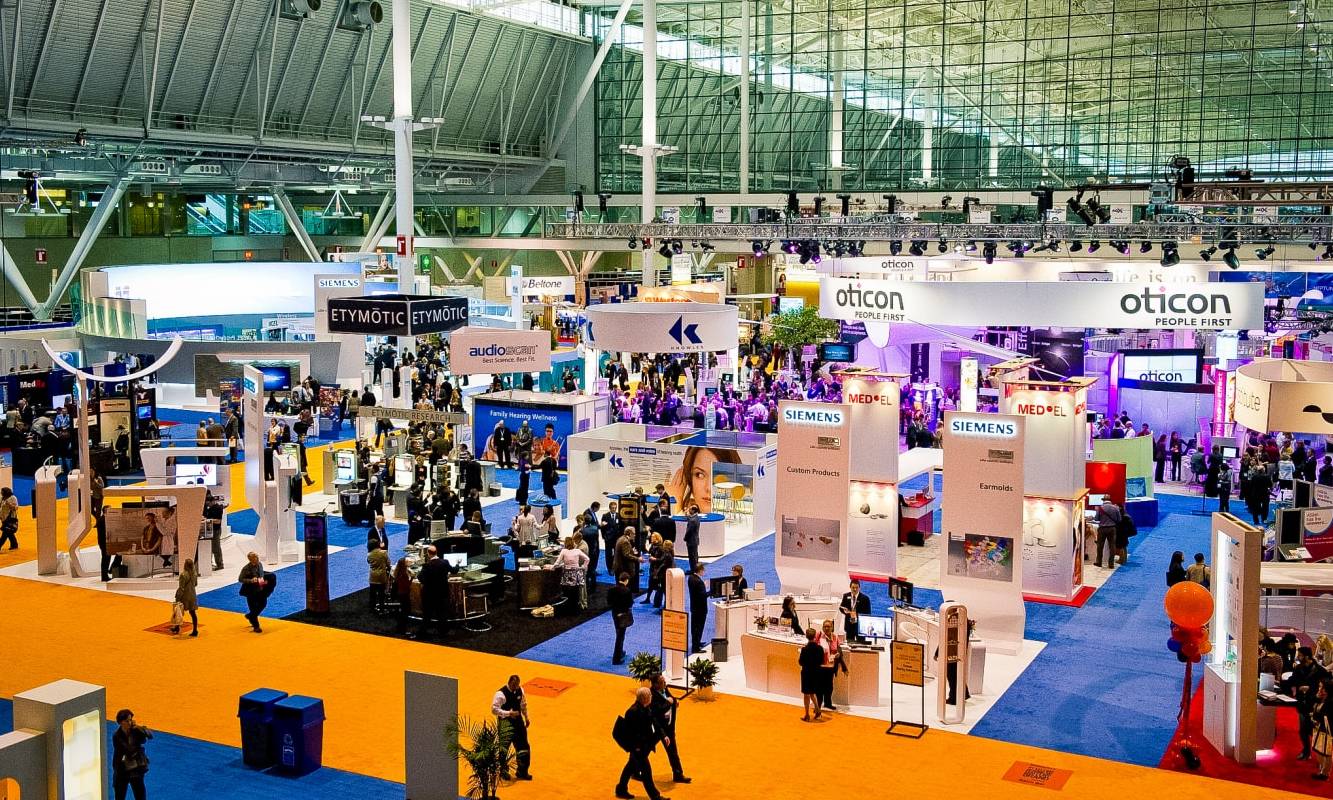 A tradeshow floor display at the Boston Convention Center.