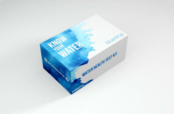 A bluedrop water testing kit box.