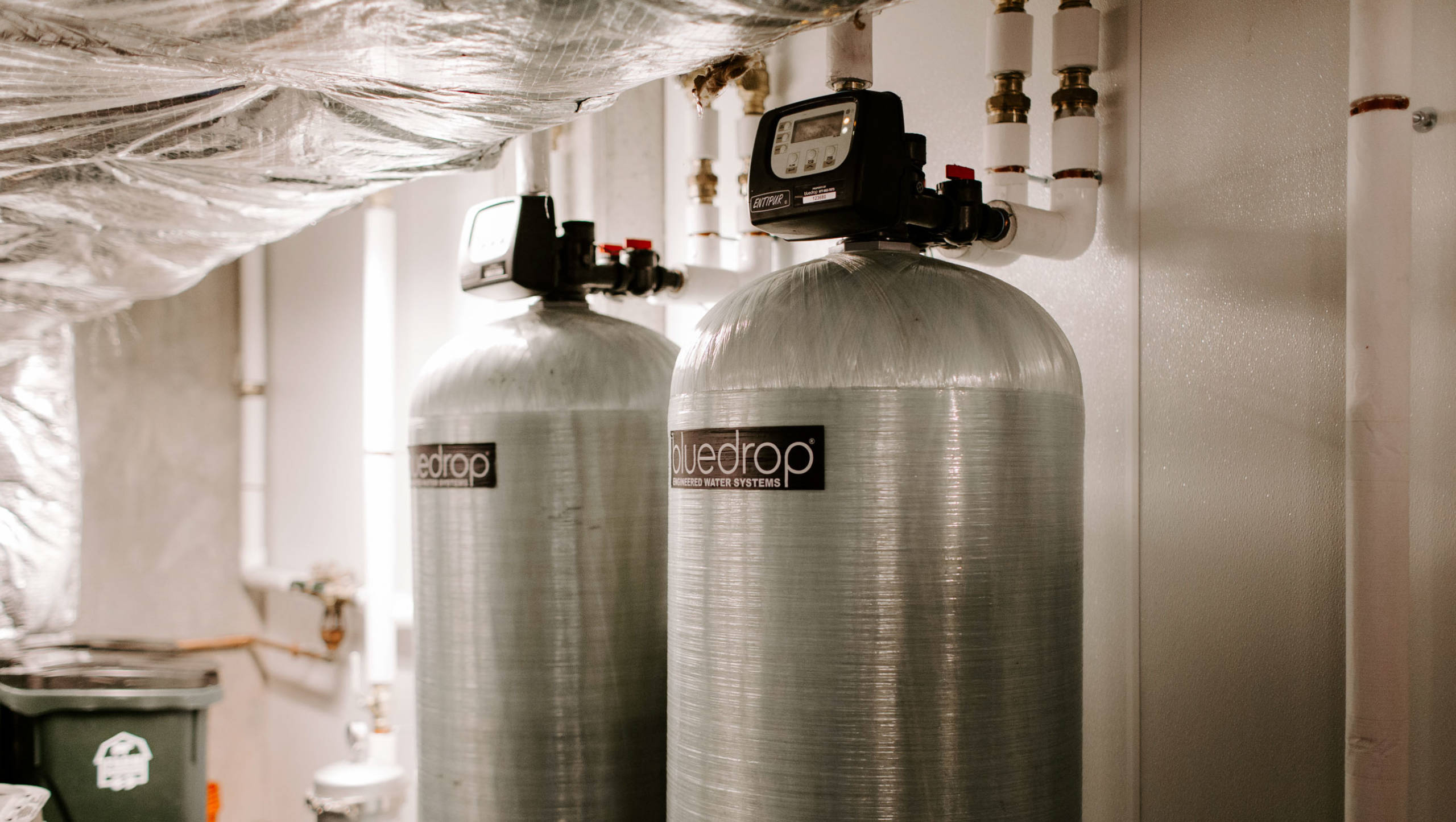 Brewery equipment in large canisters.