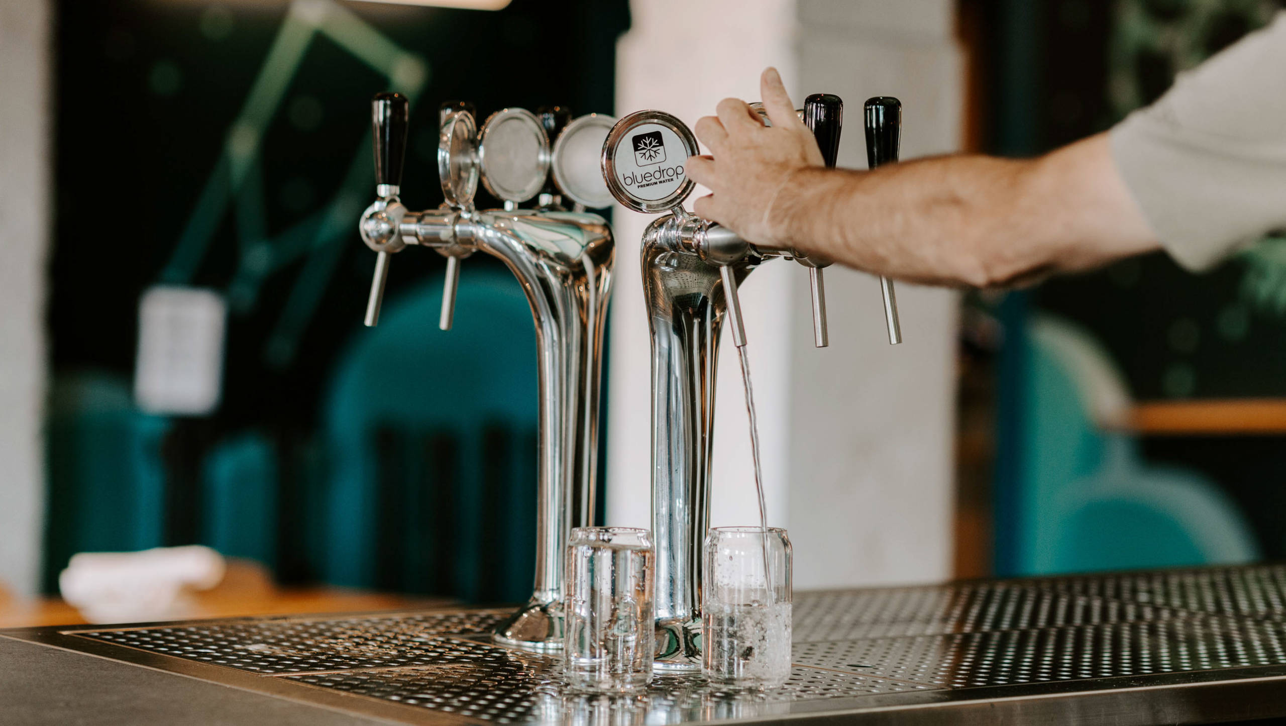 Night shift brewery using the bluedrop water towers.