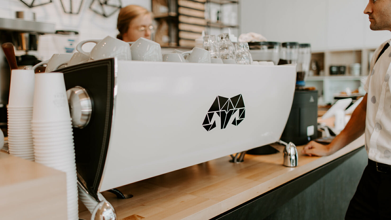 A coffee shop counter.