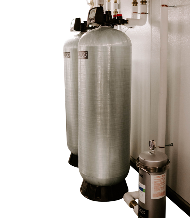 Brewery filtration equipment in large canisters.