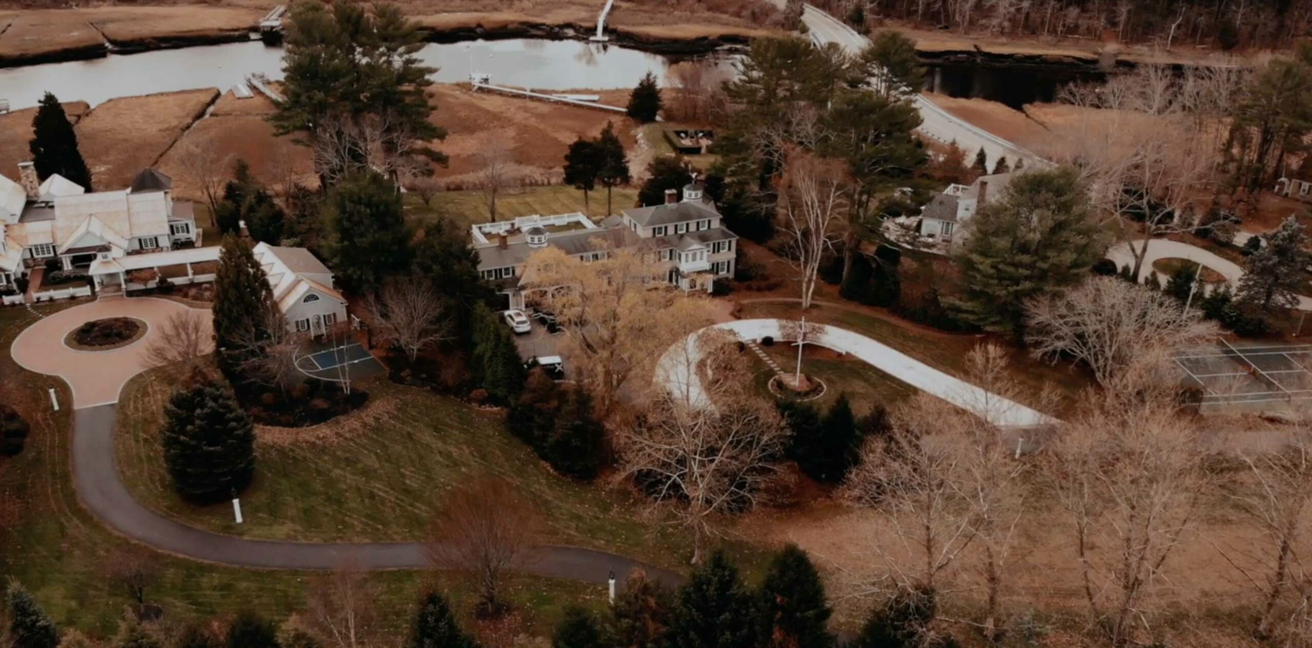 An aerial view of a residential home.